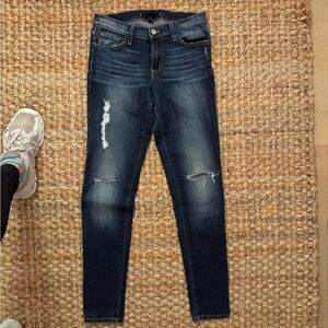 Flying monkey skinny jeans with ripped knee and distressing